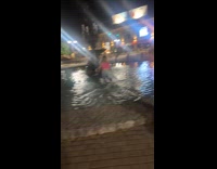 Collab ClipsIG - Woman wears pink top jump on fountain