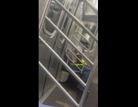 Guy riding subway sprays whipped cream into mouth