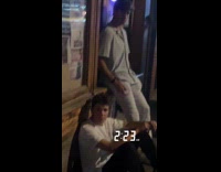 Collab winy - Woman listens to street performer at 2am 