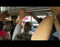 Collab Subway Creatures - Guy hosts random jam session on subway, man takes a hit out of a blunt
