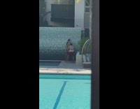 Girl green bikini butt pool instagram boyfriend