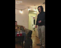 Guy pretends to shoot dog plays dead 