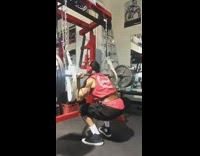 Red weightlifting power rack falls over fail 