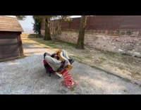 Man on the spring squirrel ride and fell on the ground at the park