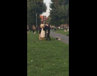 Woman brown skirt grass park fix pictorial