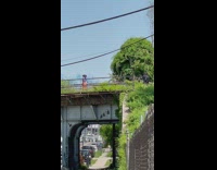 Dancer films video with pink smoke Part 2 