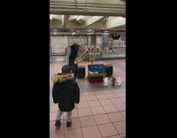 Guy plays saxophone kid dances hotline bling 