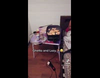 Guy calls lady cooking food ghetto lazy 