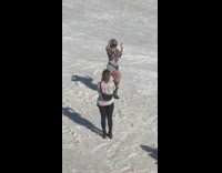 Lady Dances Up for Video in Snow 