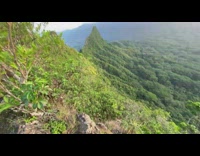 Guy at top of mountain looks around 