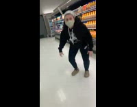 GIrl in grocery store aisle andy is coming challenge