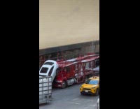 White car falls from car carrier truck pt 2