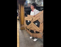 Man hold Floory from Pee Wee's playhouse