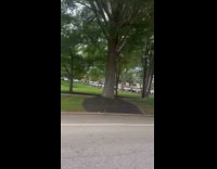 Students at ceremony falls because of canons loud bang