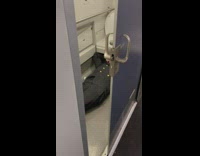 Airplane employee sleeps in restroom
