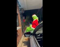 Woman as female grinch on drive thru 