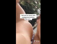 Couple funny engagement photos titanic handstand pool 