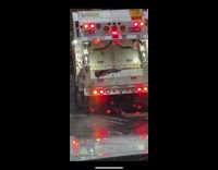 Metal bar flies out of trash dump truck when compressed