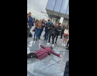 woman red flannel face down glass