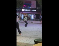 Girl sweater dance on street night korea