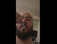 Collab BitchIG2 - Three guys brushing each others teeth 