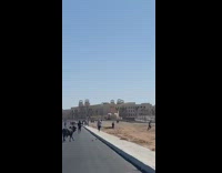 Young Bull Chases Terrified People on Runway