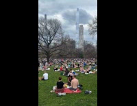 Park grass field filled with people picnic