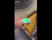 Collab ClipsIG - Putting thermometer gun to tray of food red light too hot