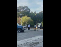 Two guys shades jump tiktok blue truck