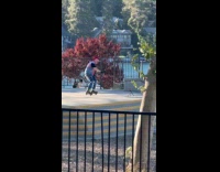 Collab IITW - Man mohawk rollerskates tiktok dance at park