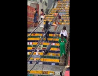 Woman in white top backward bend on the long stairs