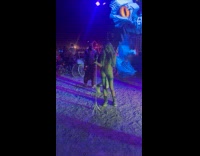 Woman dotted outfit photoshoot at Burning Man