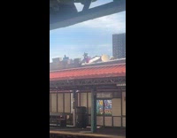 Woman dance with dumbbells at building rooftop