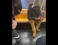 Man lights up beef jerky inside train