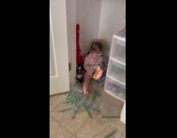 Girl pulls out sandwich bags from box