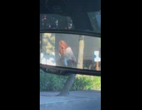 Girl selfie face mask in hand mirror 