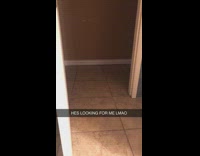 Small white dog running back and forth hallway looking for owner