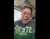 Women laughs at her face after leaving dentist 