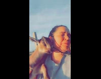 Woman gets hit in face by baby goat