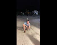 Guy tries to kick can on head misses and falls 