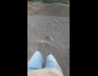 Lady in Boots Slides Down Hill with Dog