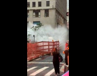 Water burst out on street from broken pipe
