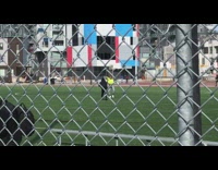 girl bright green sweater dance field