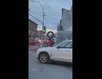 Man rides bike with tore on head 