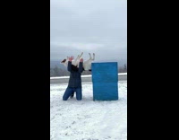 Dog does trust fall with woman