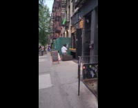 Man dressed as Edward Scissorhands on street