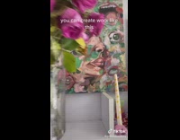 Girl red shirt art school bad scores but has great art 