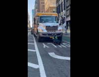 Man workout break in middle of road