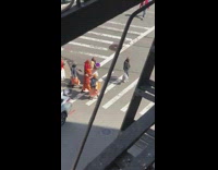 Six guys instruments parade religious clothing street