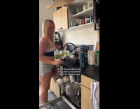 Woman first time to do household chores